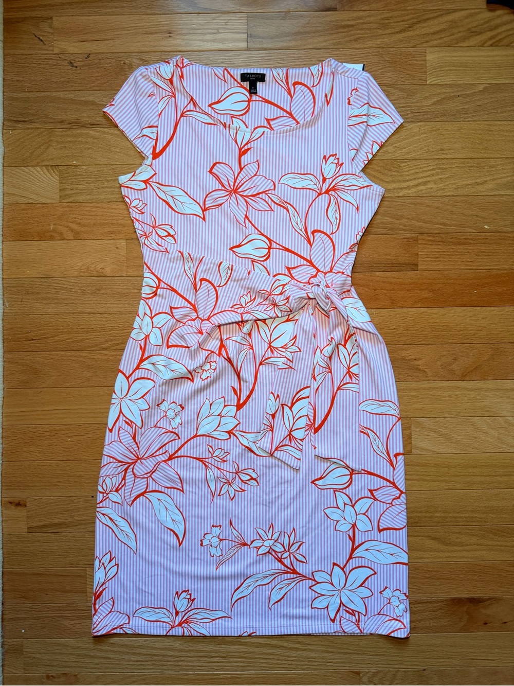 Talbots Effortless Jersey Bella Midi Dress Outlined Floral, Size Petite